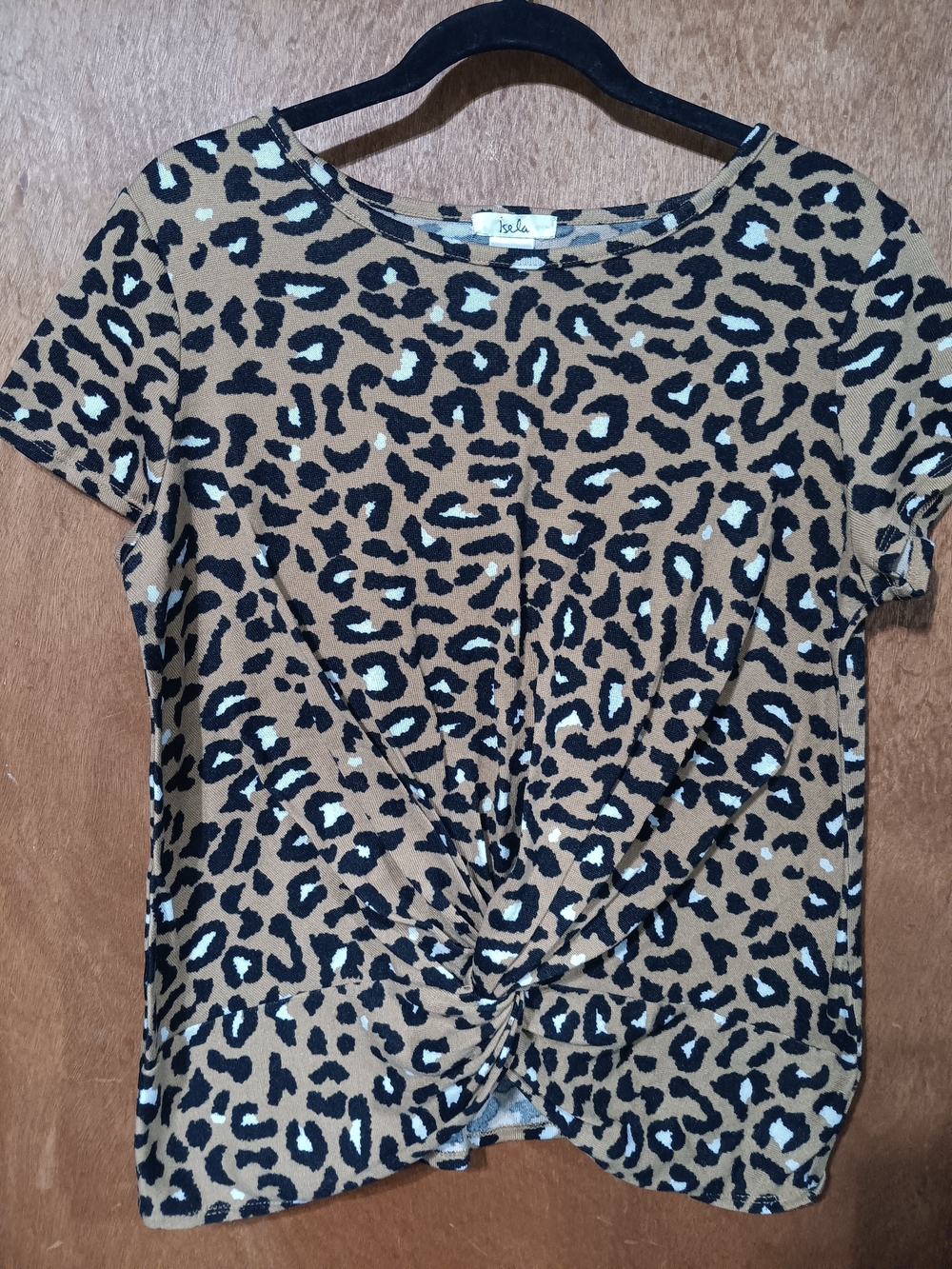 Isle Leopard-Print Twist Front Short Sleeve Top - Brown/Black/White